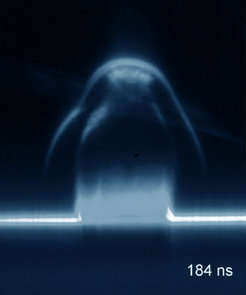 Image of the water plume expansion initiated by DIVE laser ablation.