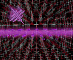 Gitterstruktur von Anatas TiO2 mit einer graphischen Darstellung des 2D-Exzitons (lila), das durch die Absorption von Licht erzeugt wird. Dieses 2D-Exciton ist die niedrigste Energieanregung des Materials.