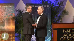 Angel Rubio is welcomed by Ralph J. Cicerone, president of the NAS