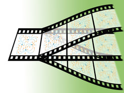 The principle of time-spliced imaging is depicted here for a simulated evolution of magnetic field lines from four rotating magnetic dipoles that have the same initial anti-ferromagnetic structure as the studied material, neodymium nickelate. The early frames in the time series pin down the set of possible reconstructions at later times, sharpening the image recovery by ruling out erroneous solutions.